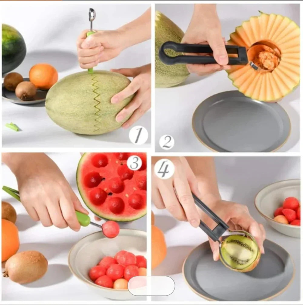 4 In 1 Stainless Steel Fruit Tool Set Carving Knife Fruit