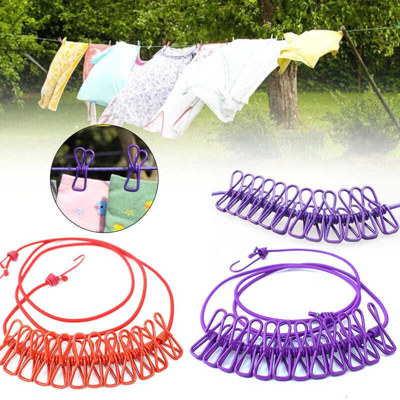 Cloth Drying Rope with Hooks